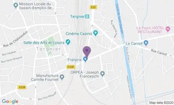 Localisation Crédit Agricole Agence de Tergnier