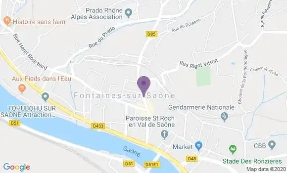 Localisation LCL Agence de Fontaines sur Saône