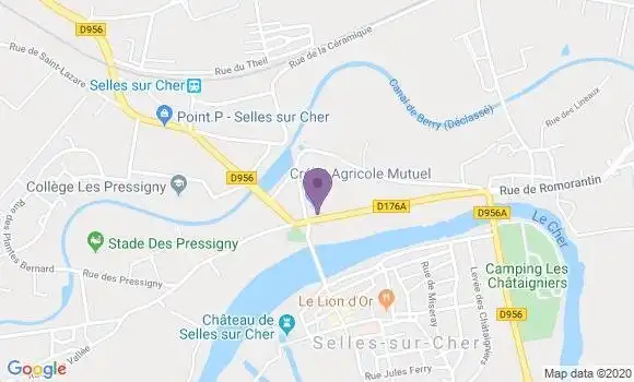Localisation Crédit Agricole Agence de Selles sur Cher