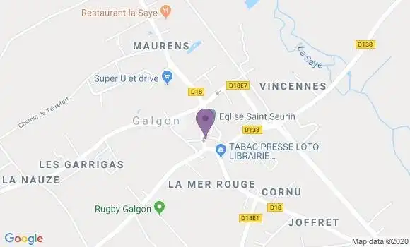 Localisation Crédit Agricole Agence de Galgon