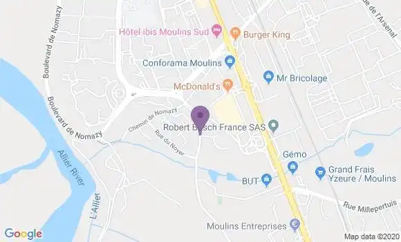 Localisation Crédit Agricole Agence de Moulins Toulon