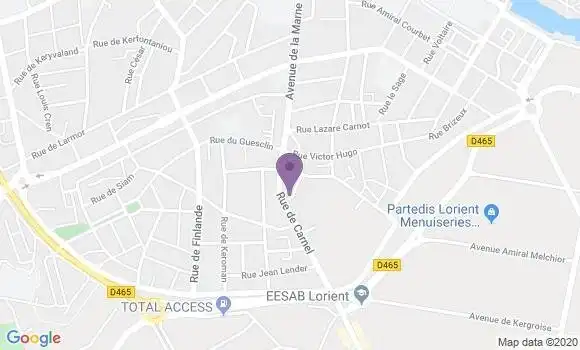 Localisation Crédit Agricole Agence de Lorient Carnel