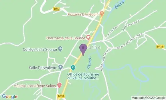 Localisation Crédit Agricole Agence de Mouthe