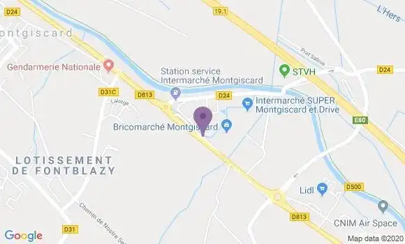 Localisation Crédit Agricole Agence de Montgiscard