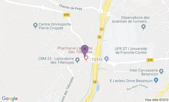 Localisation Crédit Agricole Agence de Besançon Château Ga