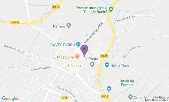 Localisation Crédit Agricole Agence de Thuir
