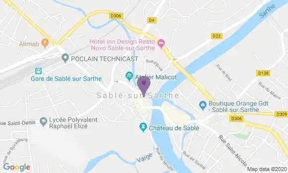 Localisation Crédit Agricole Agence de Sablé sur Sarthe