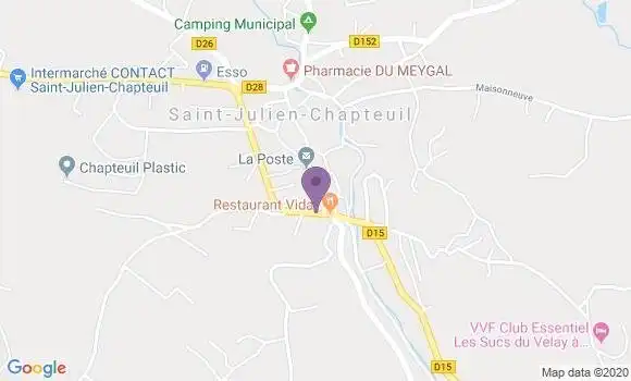 Localisation Crédit Agricole Agence de Saint Julien Chapteuil