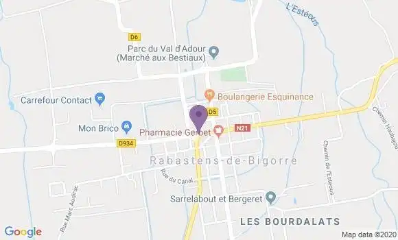 Localisation Crédit Agricole Agence de Rabastens de Bigorre