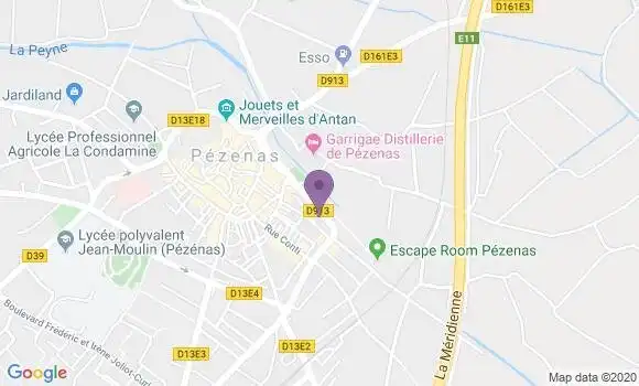 Localisation Crédit Agricole Agence de Pézenas