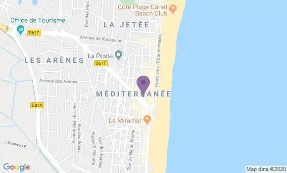 Localisation Crédit Agricole Agence de Canet en Roussillon Plage