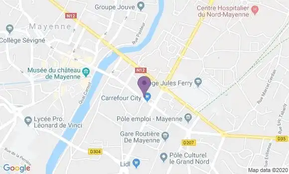 Localisation Crédit Agricole Agence de Mayenne Saint Martin