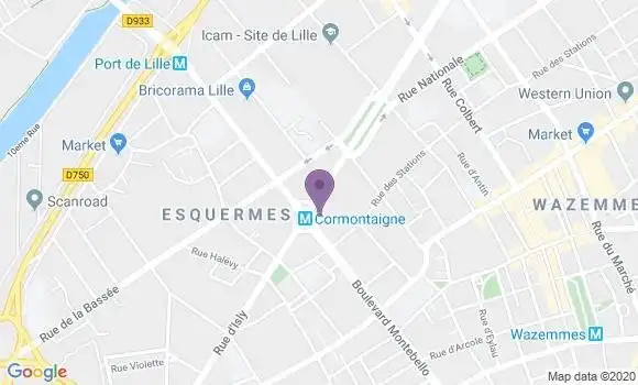 Localisation Crédit Agricole Agence de Lille Cormontaigne