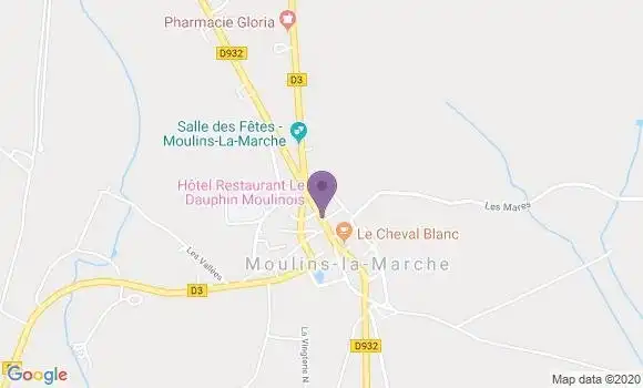 Localisation Crédit Agricole Agence de Moulins la Marche