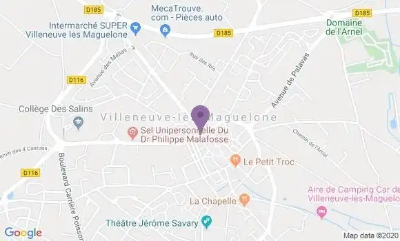 Localisation Crédit Agricole Agence de Villeneuve lès Maguelone