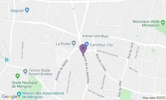 Localisation Crédit Agricole Agence de Mérignac Capeyron