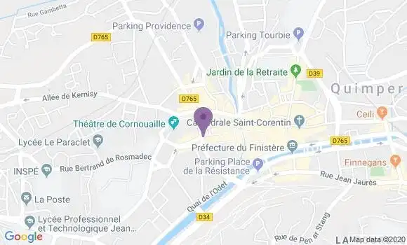 Localisation Crédit Agricole Agence de Quimper Professionnels