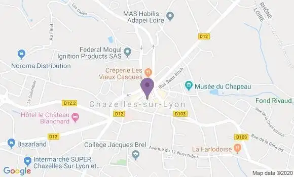 Localisation Crédit Agricole Agence de Chazelles sur Lyon