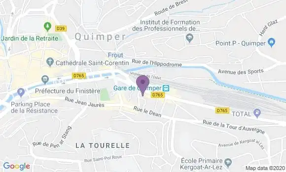 Localisation Crédit Agricole Agence de Quimper Gare