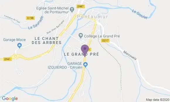 Localisation Crédit Agricole Agence de Pontaumur