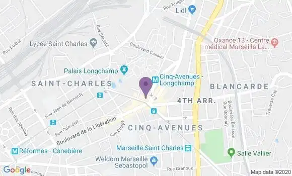 Localisation Crédit Agricole Agence de Marseille Cinq Avenues