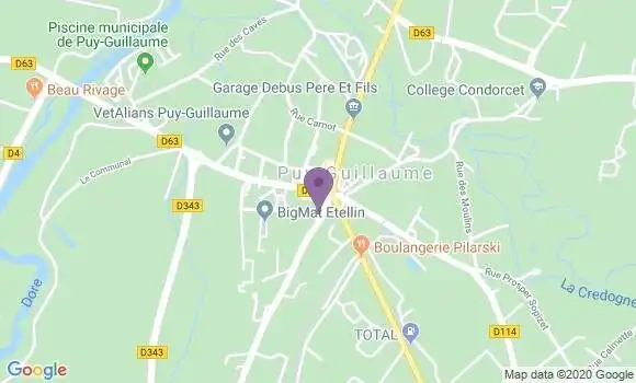Localisation Crédit Agricole Agence de Puy Guillaume