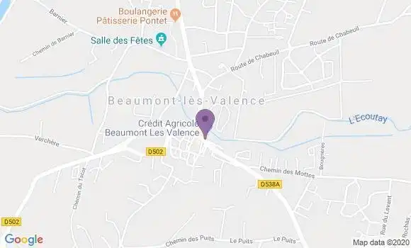Localisation Crédit Agricole Agence de Beaumont lès Valence