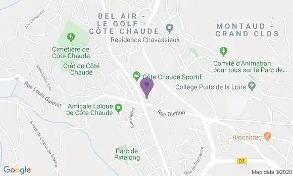 Localisation Crédit Agricole Agence de Saint Etienne Côte Chaude