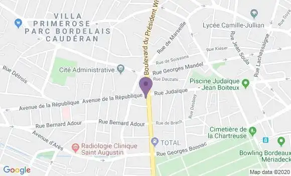 Localisation Crédit Agricole Agence de Bordeaux Judaïque