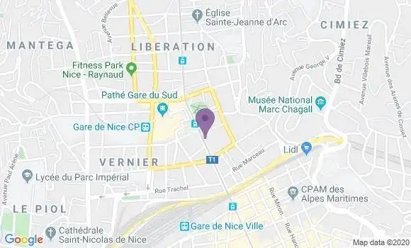 Localisation LCL Agence de Nice Malaussena