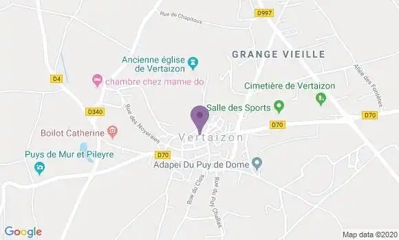 Localisation Crédit Agricole Agence de Vertaizon