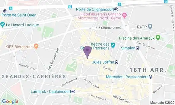 Localisation Crédit Agricole Agence de Paris Ordener