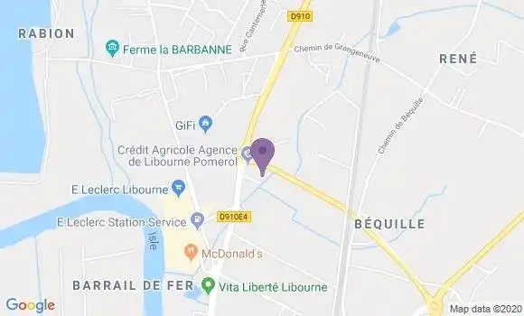 Localisation Crédit Agricole Agence de Libourne Entreprises