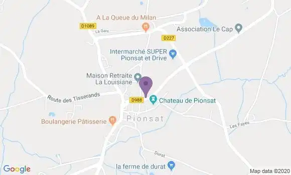 Localisation Crédit Agricole Agence de Pionsat