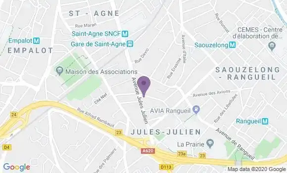 Localisation Crédit Agricole Agence de Toulouse Jules Julien