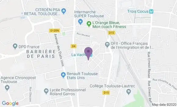 Localisation Crédit Agricole Agence de Toulouse la Vache