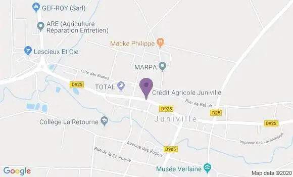 Localisation Crédit Agricole Agence de Juniville