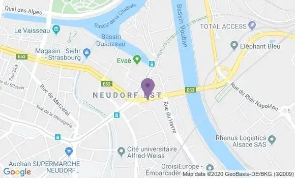 Localisation Crédit Agricole Agence de Strasbourg Rhin