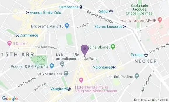 Localisation Crédit Agricole Agence de Paris Lecourbe