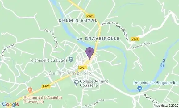 Localisation Crédit Agricole Agence de Saint Ambroix