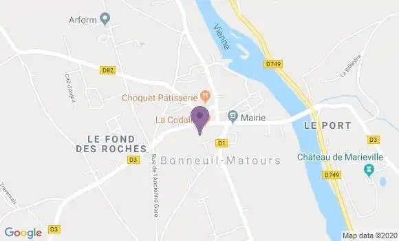 Localisation Crédit Agricole Agence de Bonneuil Matours