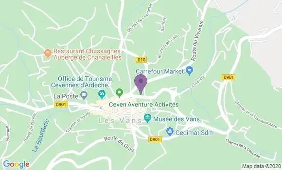 Localisation Crédit Agricole Agence de Les Vans