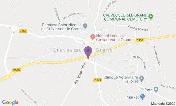 Localisation Crédit Agricole Agence de Crèvecoeur le Grand