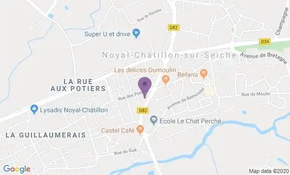 Localisation Crédit Agricole Agence de Noyal Châtillon sur Seiche