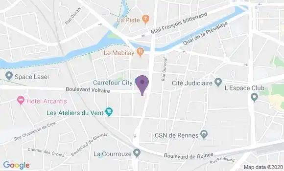 Localisation Crédit Agricole Agence de Rennes Voltaire
