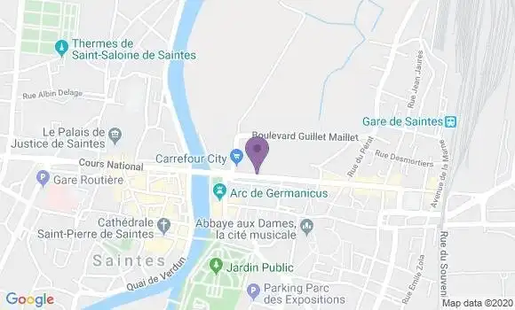 Localisation Crédit Agricole Agence de Saintes Entreprises