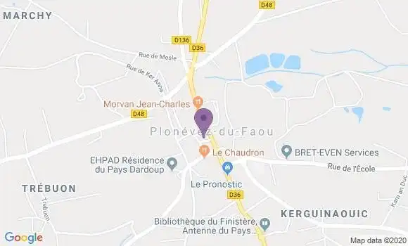 Localisation Crédit Agricole Agence de Plonévez du Faou