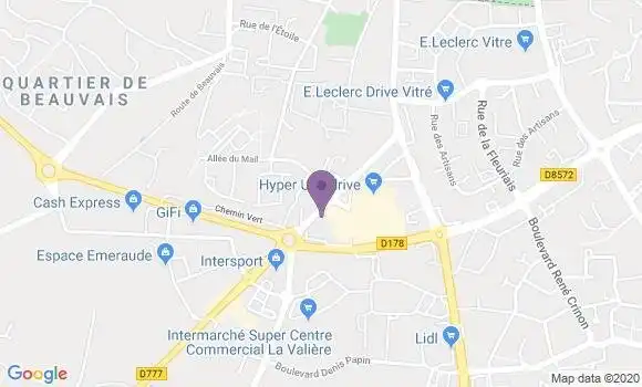 Localisation Crédit Agricole Agence de Vitre la Baratière