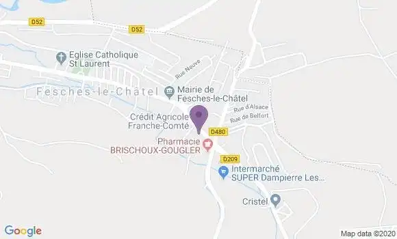 Localisation Crédit Agricole Agence de Fesches le Châtel