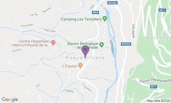 Localisation Crédit Agricole Agence de Roquebillière